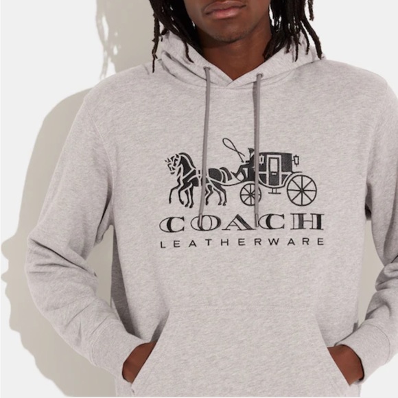 NWT Gray COACH Men’s Hoodie, Embroidery Horse & Carriage Logo - Picture 4 of 5